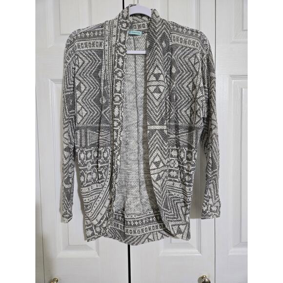 Maurices small women's gray and white open front cardigan - Picture 1 of 8